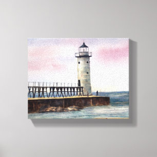 Manistee norr Pierhead fyr StretchedCanvas Canvastryck