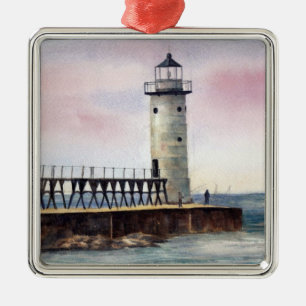 Manistee norr Pierhead fyrprydnad Julgransprydnad Metall