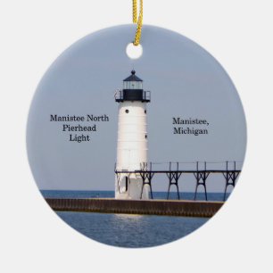 Manistee norr Pierhead tänder prydnaden Julgransprydnad Keramik