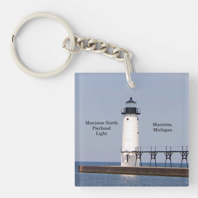 Manistee North Pierhead Light acrylic nyckelring (Framsidan)