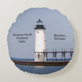 Manistee North Pierhead Light Round Pow Rund Kudde