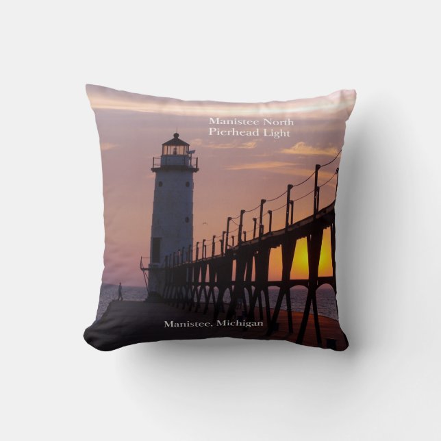 Manistee North Pierhead Light Square Kudde (Framsida)