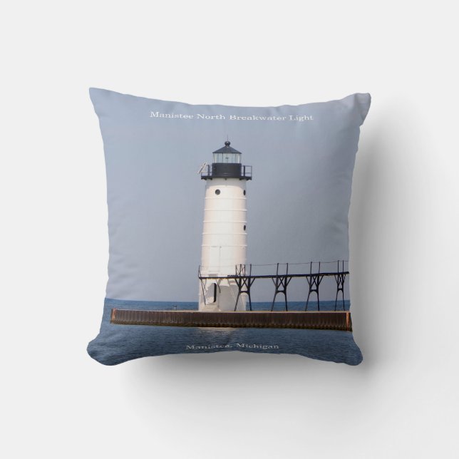 Manistee North Pierhead Light Square Kudde (Framsida)