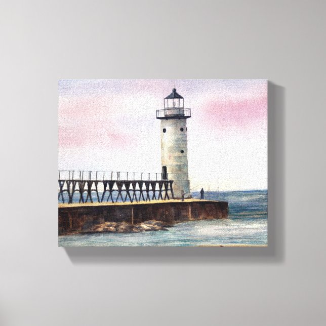 Manistee North Pierhead Lighthouse StretchedCanvas Canvastryck (Framsida)