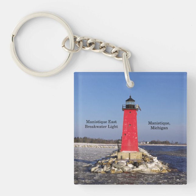 Manistique East Breakwater akrylnyckelring (Framsidan)