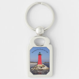 Manistique East Breakwater Light metallnyckelring Rektangulärt Silverfärgad Nyckelring