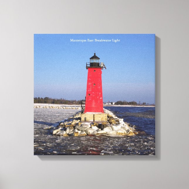 Manistique Öster Breakwater Light kanvastryck (Framsida)