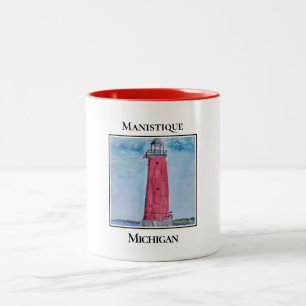 Manistique Öster Breakwater Lighthouse Två-Tonad Mugg