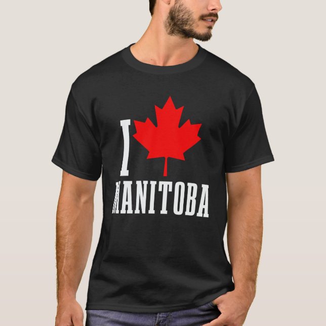 Manitoba Canada Maple Leaf Canadian Flag Pride T Shirt (Framsida)