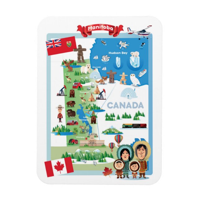 Manitoba Canada Tecknad Poster Magnet (Vertikal)