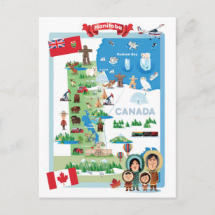 Manitoba Canada Tecknad Poster Vykort