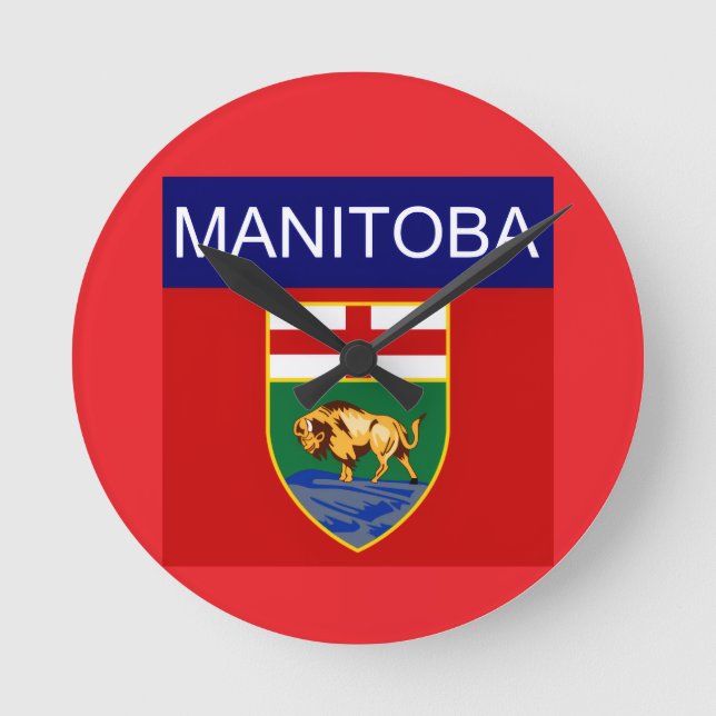 Manitoba Flagga  Rund Klocka (Framsida)
