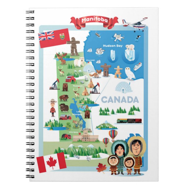Manitoba Kanada Tecknad Affisch Anteckningsbok (Framsidan)