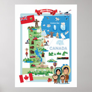 Manitoba Kanada tecknadaffisch Poster