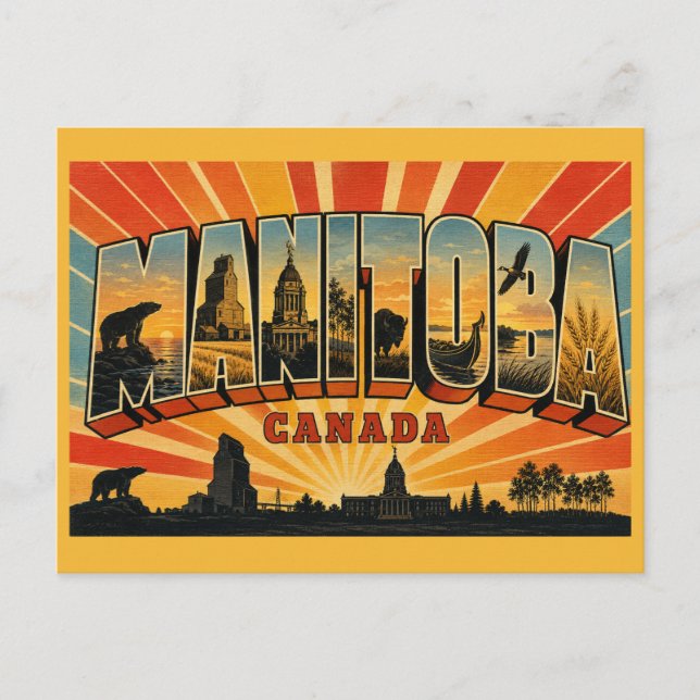 Manitoba Kanada Vintage Vykort (Framsida)