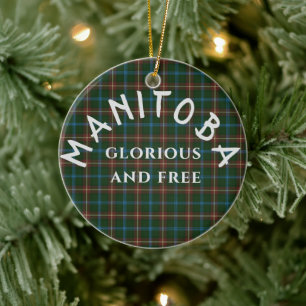 Manitoba Motto och Tartan Julgransprydnad Keramik