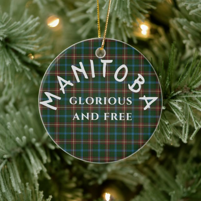 Manitoba Motto och Tartan Julgransprydnad Keramik (Träd)