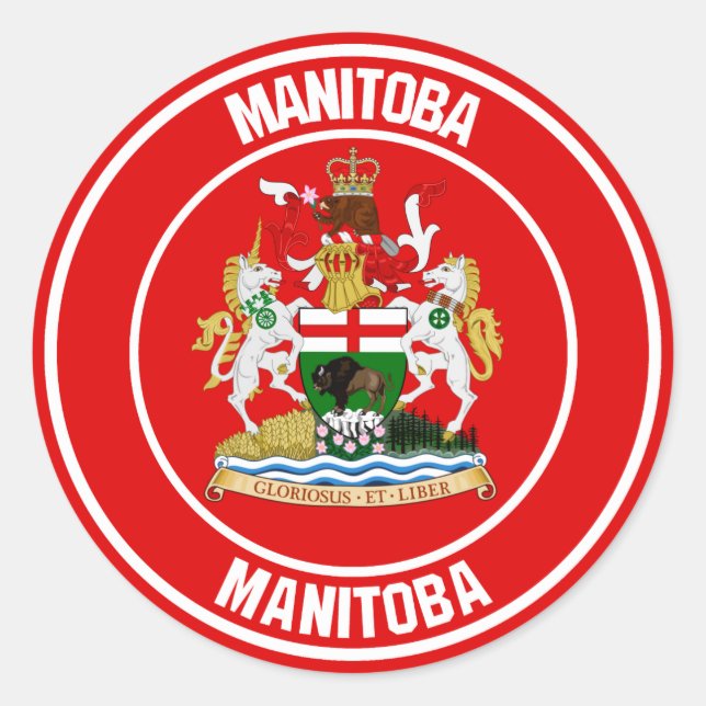 Manitoba Round Emblem Runt Klistermärke (Framsida)