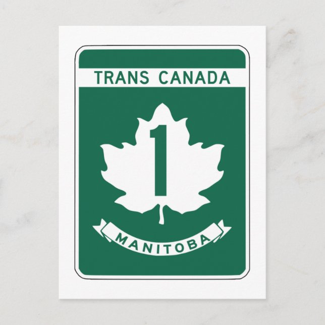 Manitoba, Trans-Canada Highway Sign Vykort (Framsida)