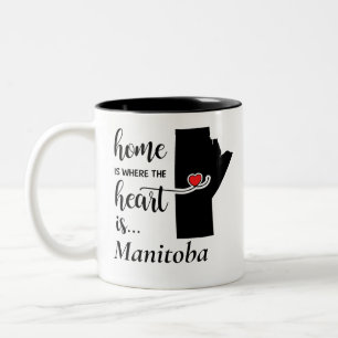 Manitobas hem är där hjärtat finns Två-Tonad mugg