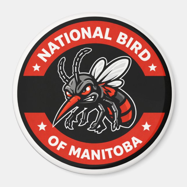 Manitobas nationella fågel Rolig mygga 3" magnet (Framsidan)