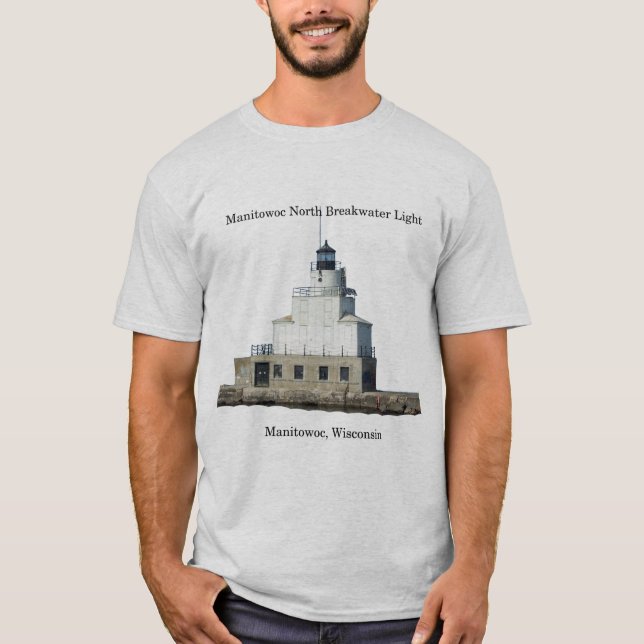 Manitowoc North Breakwater Light shirlight T Shirt (Framsida)