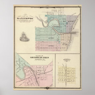 Manitowoc, Sheboygan och Hilbert, Wis Poster