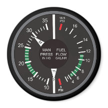 Manivtryck och instrumentpanel för bränsleflöde fö