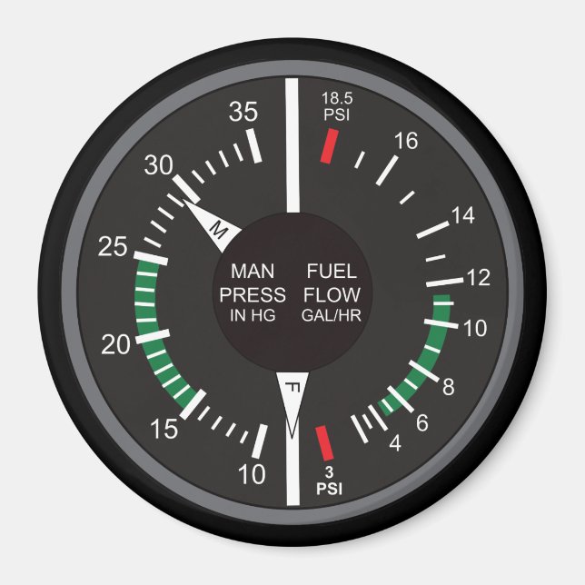 Manivtryck och instrumentpanel för bränsleflöde fö magnet (Framsidan)