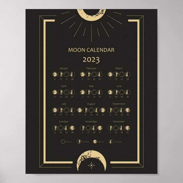 Månkalender för månfaser 2023 Poster (Framsidan)