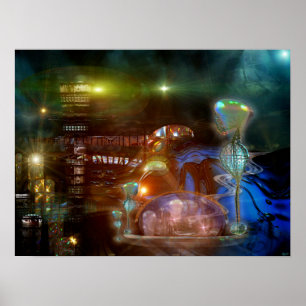 Mankdelle Futuristiska City Print Poster