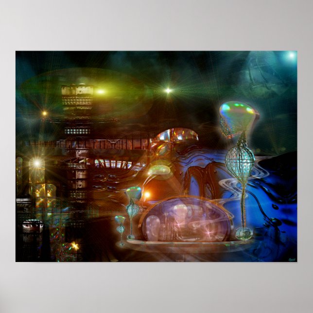 Mankdelle Futuristiska City Print Poster (Framsidan)