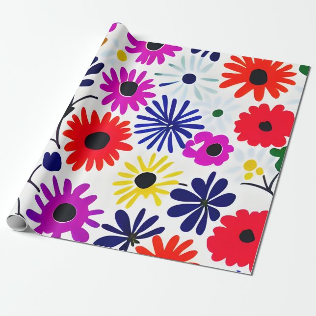 MankDhani Colorful Flowers Mönster Presentpapper (Utrullad)