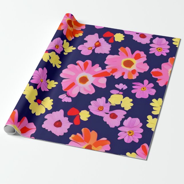 MankDhani Colorful Flowers Mönster Presentpapper (Utrullad)