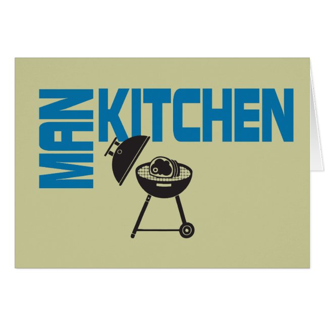 Mankök grillar hälsningskort (Framsidan Horizontal)