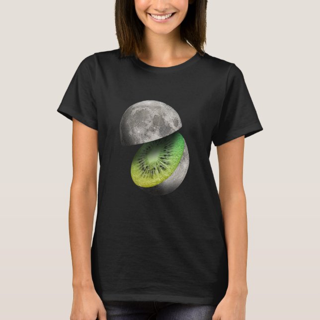 Månkonst Frukt Kreativ Kiwi Måne T Shirt (Framsida)