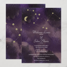 Månkonstellation Guld Folie Celestial Bröllop Inbjudningar