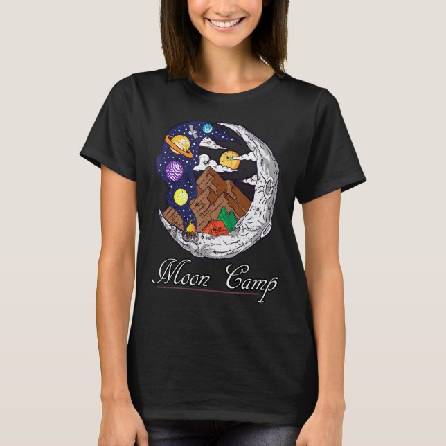 Månläger Månplaneter Yttre rymden Underbar natt T Shirt (Framsida)