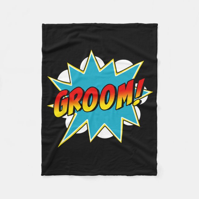 Manlig Brudgum Superhjälte Sällskapsfest Bröllop C Fleecefilt (Framsidan)