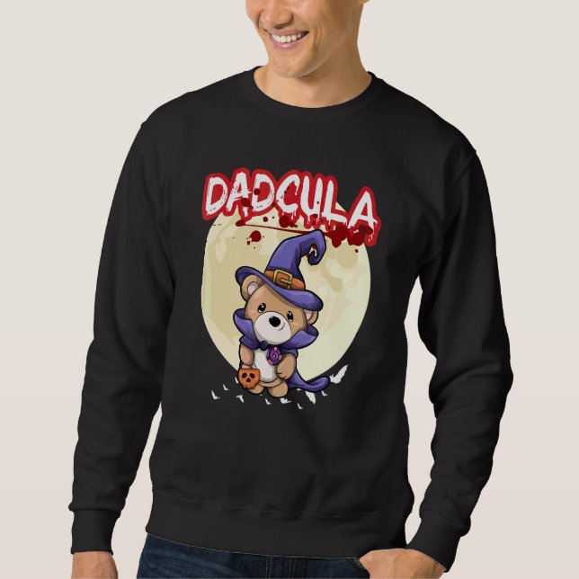 Manlig Dadcula Dracule Vampire Pappa Halloweenfest Lång Ärmad Tröja (Framsida)