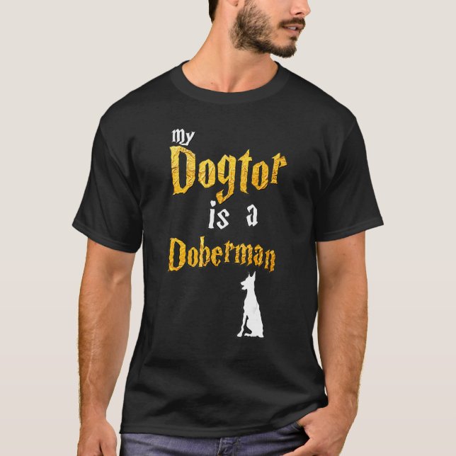 Manlig Dobermann  Dobermann T Shirt (Framsida)