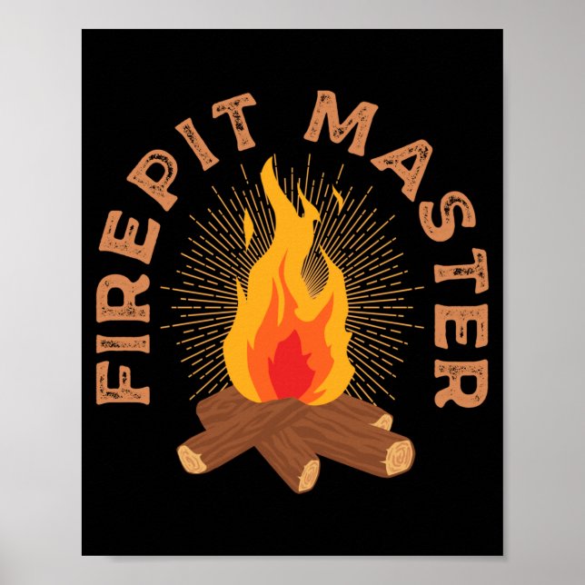 Manlig eldstad master camping campfire camper eld poster (Framsidan)