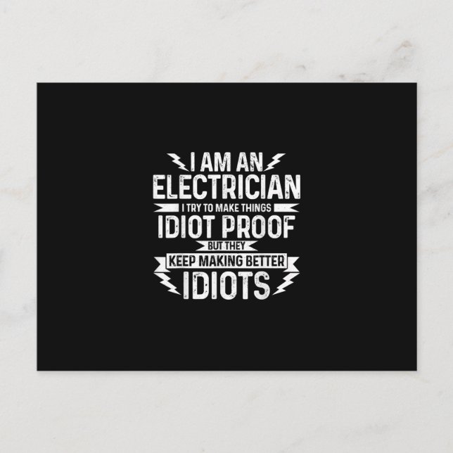 Manlig elektriker Jag försöker göra saker idiot-sä Vykort (Framsida)