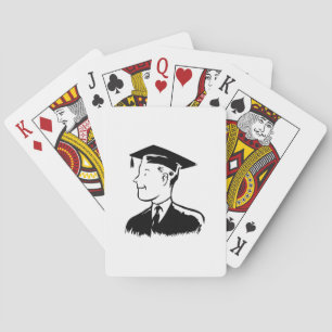 Manlig examenkandidat siluett iförd studentmössa o casinokort
