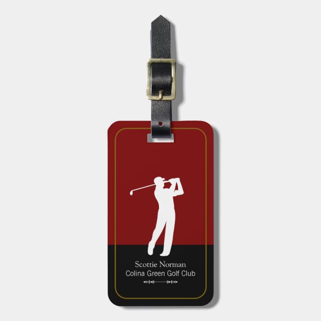 Manlig golfspelare elegant modern bagagebricka (Vertikal Framsida)