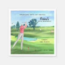 Manlig golfspelare svängande femtioårs 50-årsdag