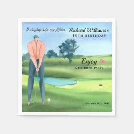Manlig golfspelare svänger in i min 50-årsdag pappersservett