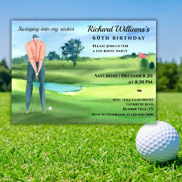 Manlig golfspelare svänger in i min 60-årsdag inbjudningar
