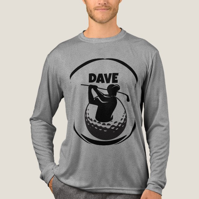 Manlig golfsving & golfboll t shirt (Framsida)