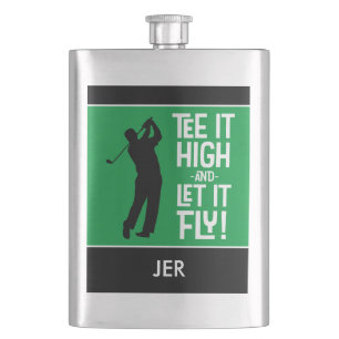 Manlig Golftee Citat Monogram Svart Grön Fickplunta